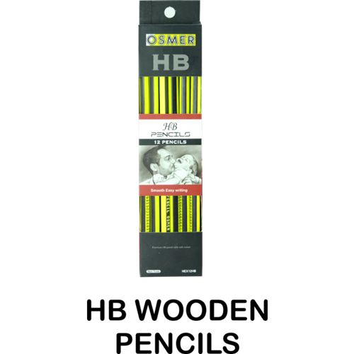 OSMER HB WOODEN PENCILS Hexagonal Eraser Tip Box12